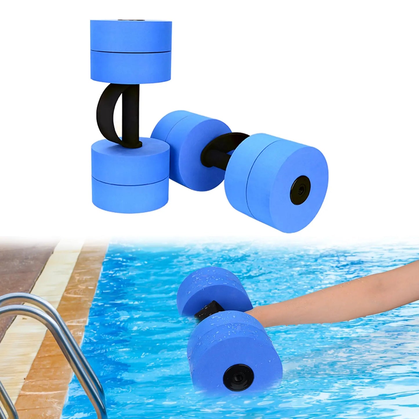 Aquatic Exercise Dumbbells Water Barbell Pool Resistance Aquatic Fitness Barbells with 4 High-Density EVA Foam Pool Weights Dumbbells