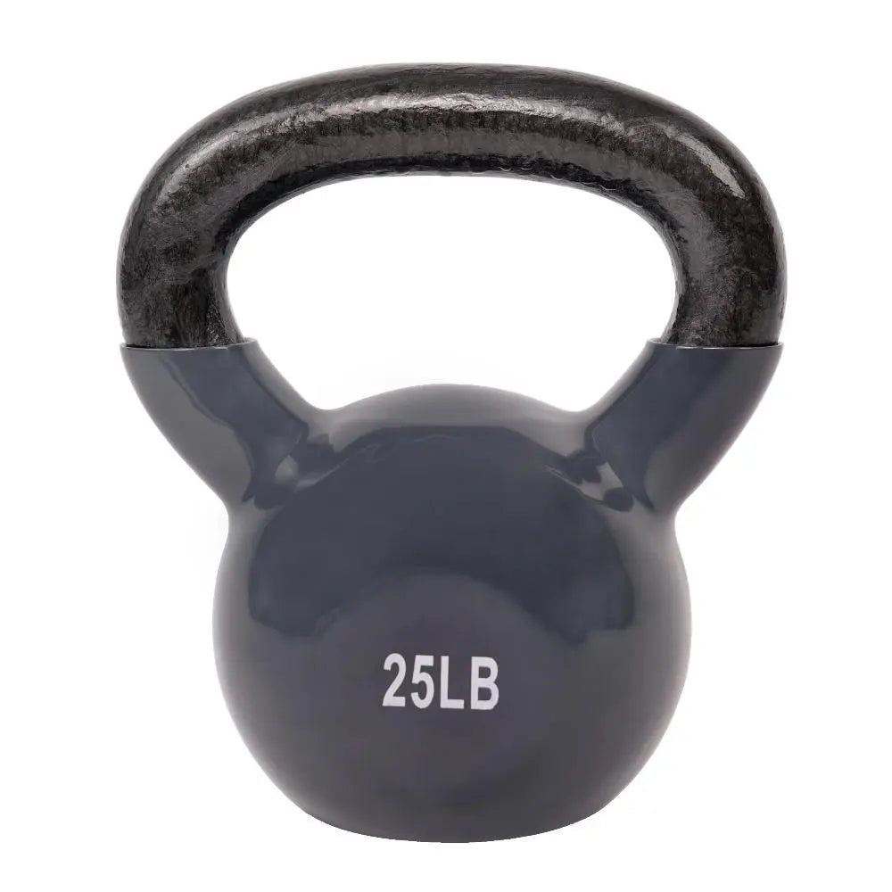 SUNNY Vinyl Coated Cast Iron Kettlebell 5 Lbs to 25 Lbs Smooth Wide Handle Flat Bottom Non Slip Grip Home Gym Fitness Workout Strength Training Weightlifting Full Body Exercise for Swings Squats Deadlifts Presses Lunges Core Training Conditioning