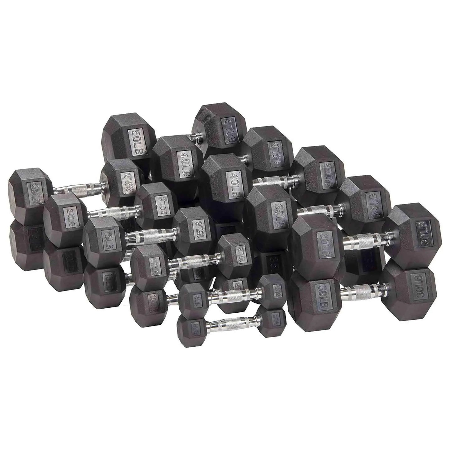 Signature Fitness Hex Dumbbells Strength Workout Equipment Set of 5, 10 & 15 Lbs
