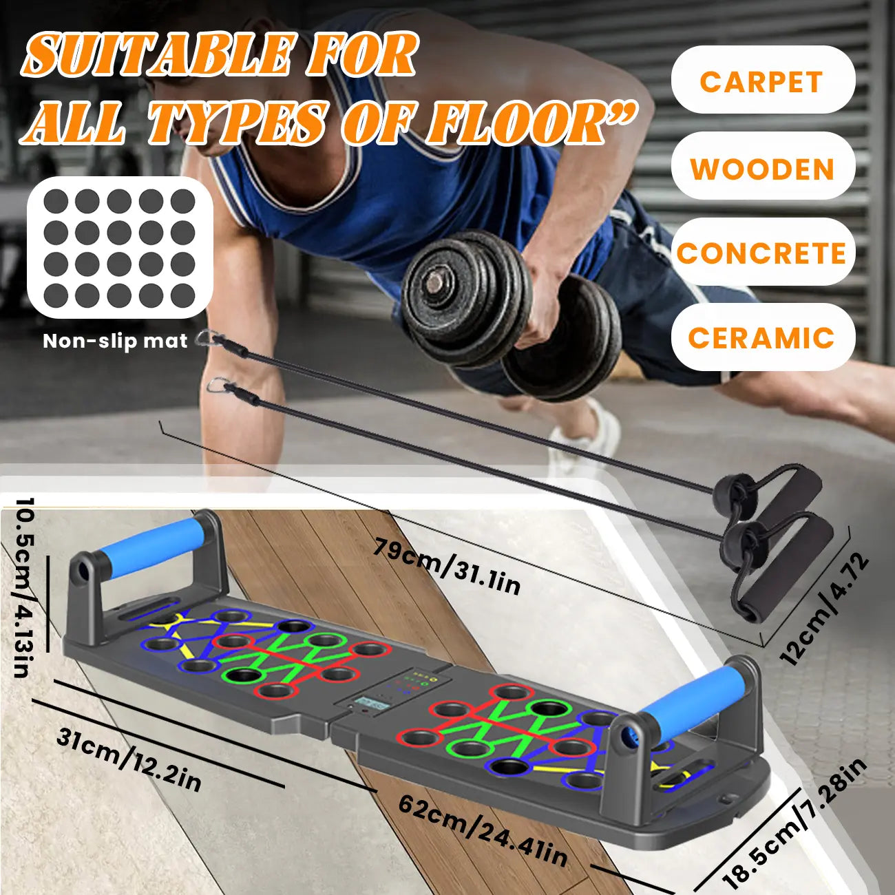 Solid Push up Board 22 in 1 Home Workout Equipment Multi-Functional Pushup Stands System Fitness Floor Chest Muscle Exercise Professional Equipment Burn Fat Strength Training Arm Men & Women Weights
