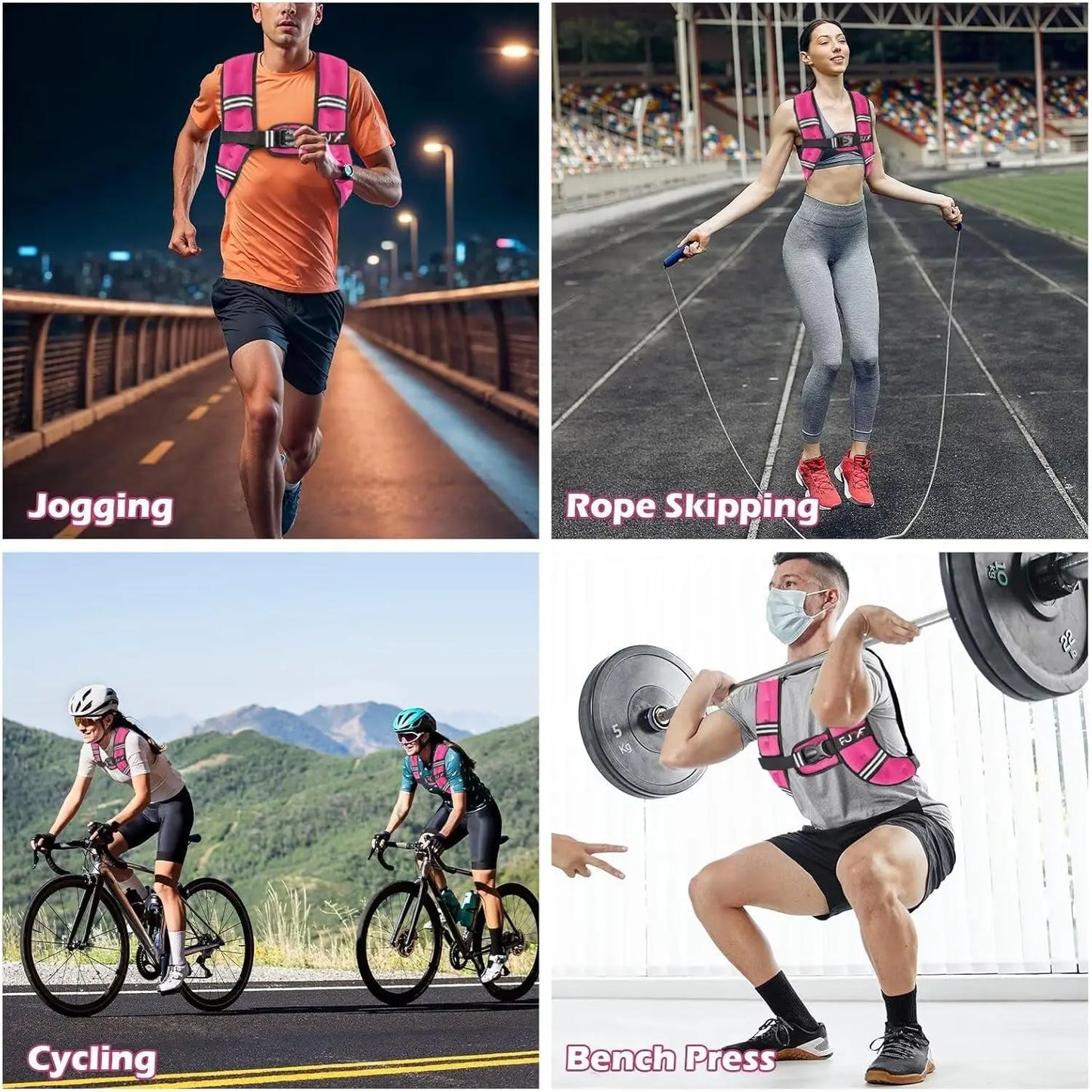 Weighted Vest Woman Men 5Lb/10Lb/15Lb/20Lb/25Lb/30Lb Weights with Reflective Stripe, Weight Vest for Strength Training Running Walking Jogging Workout
