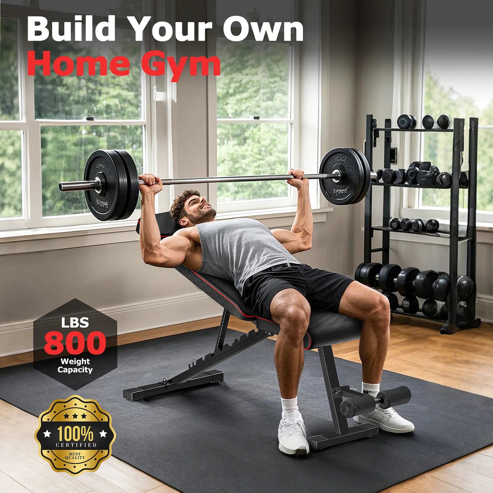 Adjustable Weight Bench,Workout Bench Press for Home Gym, Foldable Incline Decline Sit up Exercise Bench for Full Body Strength Training