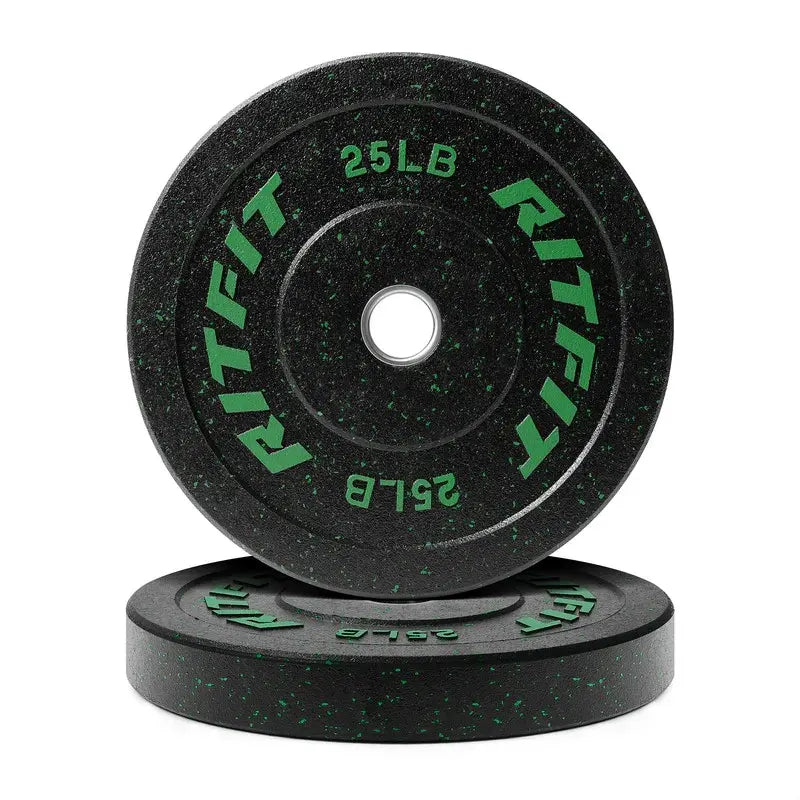 RITFIT Fleck Bumper Plates, 2-Inch Olympic Barbell Weights with Rubber Construction for Weight Training