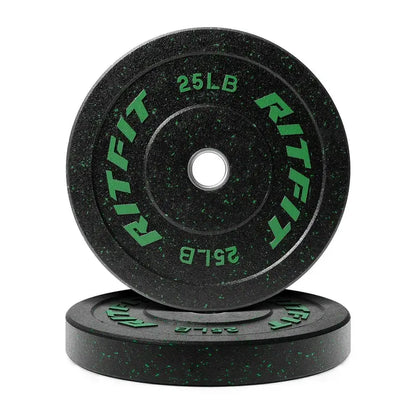 RITFIT Fleck Bumper Plates, 2-Inch Olympic Barbell Weights with Rubber Construction for Weight Training