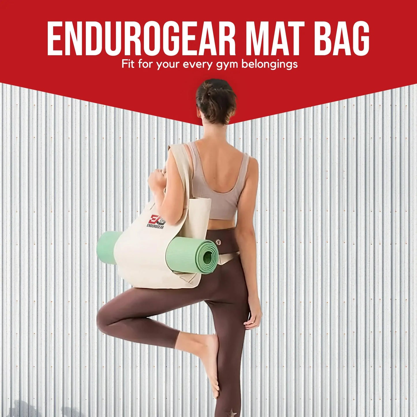 Yoga Mat Bag for Women – Canvas Carrier with Zipper Pocket & Adjustable Strap | Ideal for Gym, Yoga, Pilates & Travel | ENDUROGEAR