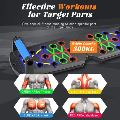 Solid Push up Board 22 in 1 Home Workout Equipment Multi-Functional Pushup Stands System Fitness Floor Chest Muscle Exercise Professional Equipment Burn Fat Strength Training Arm Men & Women Weights
