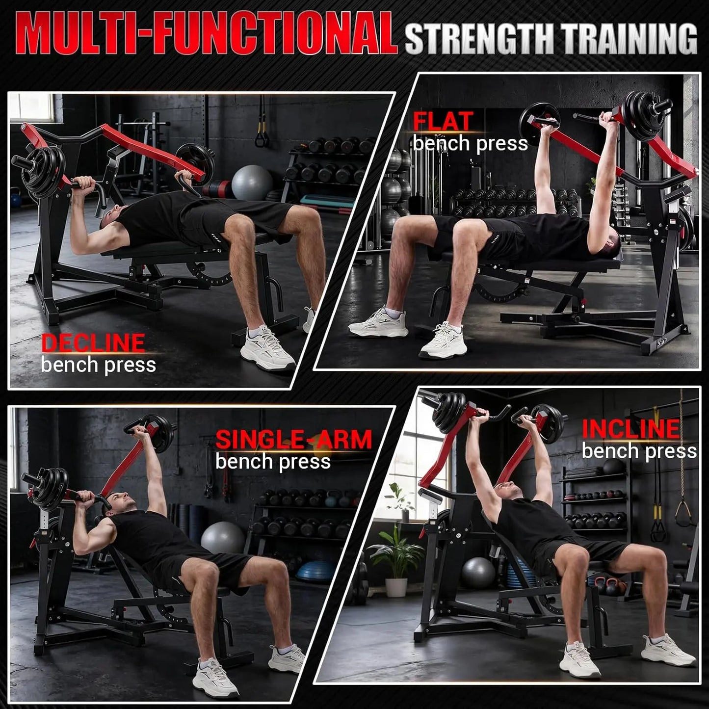 【Summervibes】Ancheer Chest Press Machine with Weight Bench, 1250LBS Capacity, Independent Arms, 10+5 Adjustable Settings for Full Chest & Upper Body Strength Training, at Home Gym Equipment