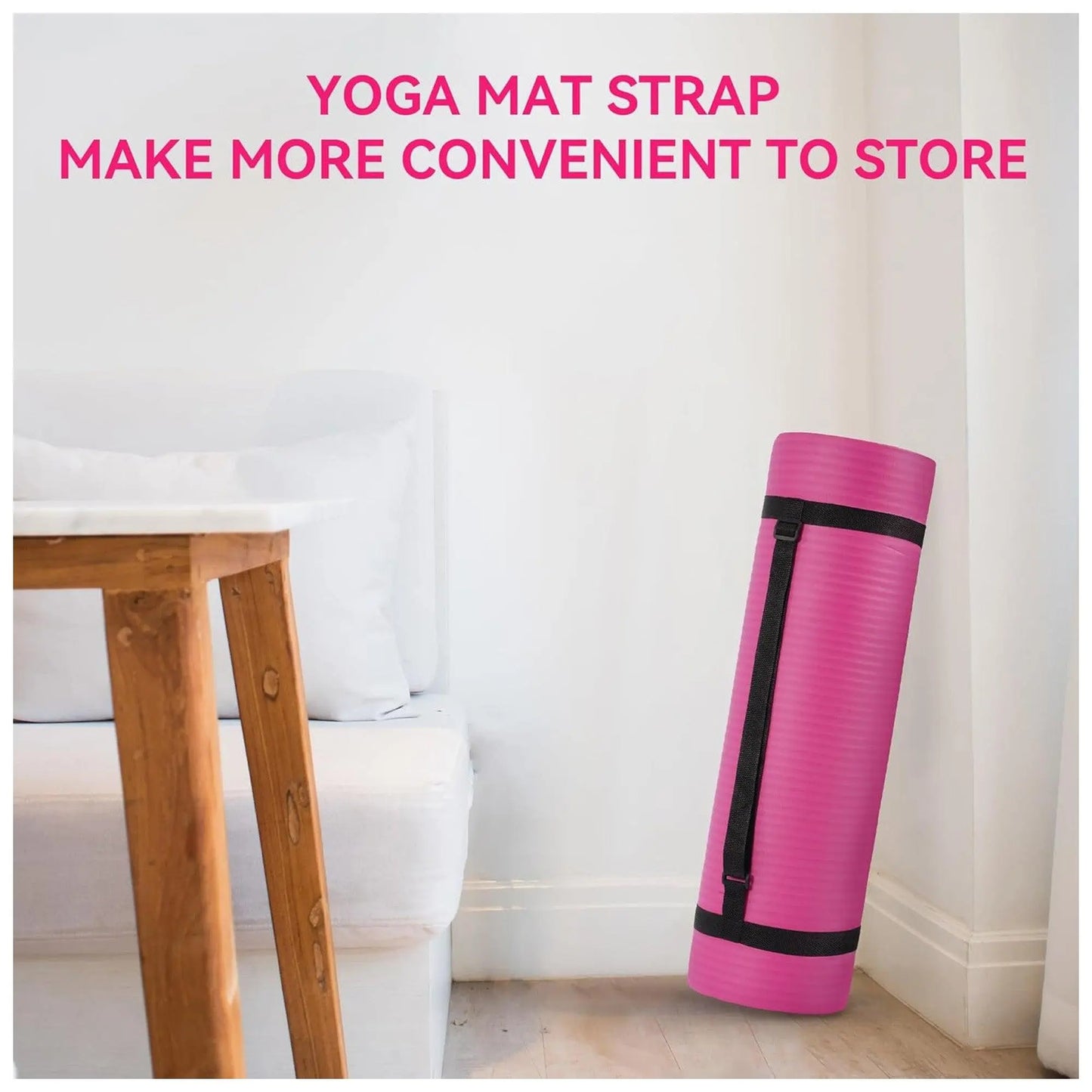 Fitvids 1/2-Inch Thick High Density Exercise Yoga Mat, Carrying Strap, Pink
