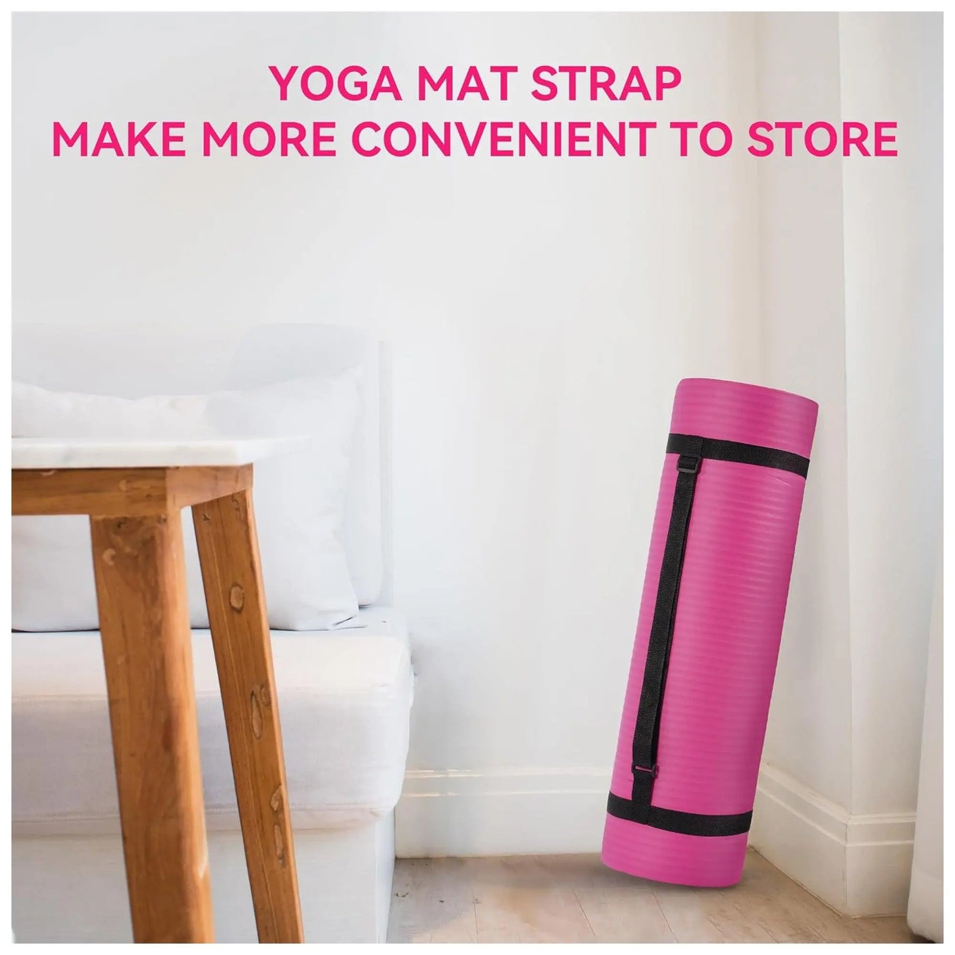 Fitvids 1/2-Inch Thick High Density Exercise Yoga Mat, Carrying Strap, Pink