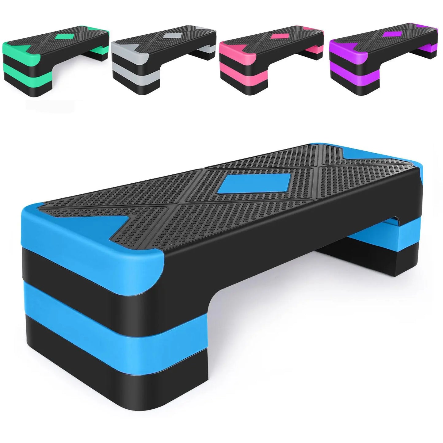 Adjustable Aerobic Stepper Workout Equipment – 27" Exercise Step Platform with 3 Height Levels (4"/6"/8") for Cardio, Strength Training, and Home Gym Equipment