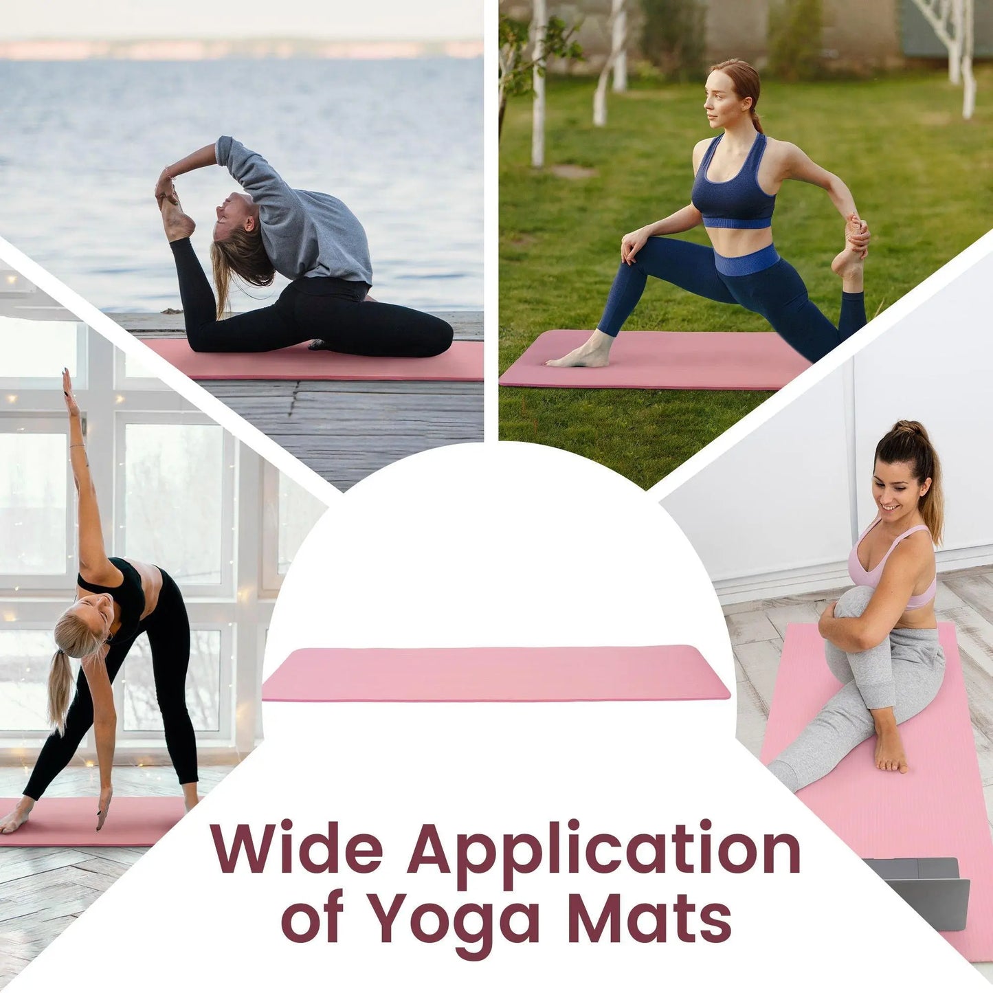 Fitvids 1/2" Thick High Density Exercise Yoga Mat, Carrying Strap, Pale Pink