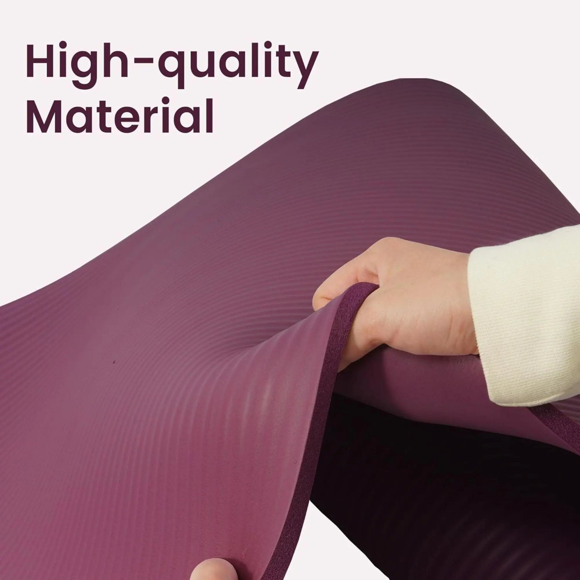 Fitvids 1/2" Thick High Density Exercise Yoga Mat, Carrying Strap, Deep Wine