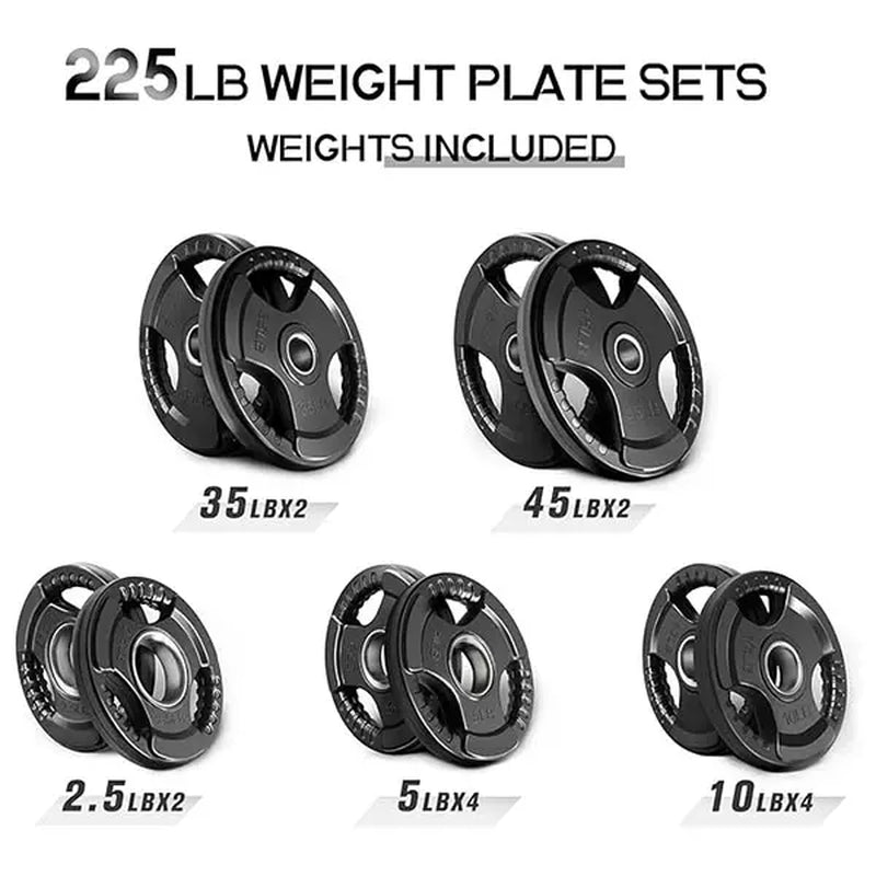 RITFIT Olympic Rubber Grip Barbell Weights - 2-Inch Weight Plates for Weightlifting, Strength Training - Home Exercise Equipment for Home, Gym Use (Single, Pair, Sets: 2.5/5/10/25/35/45 LB)