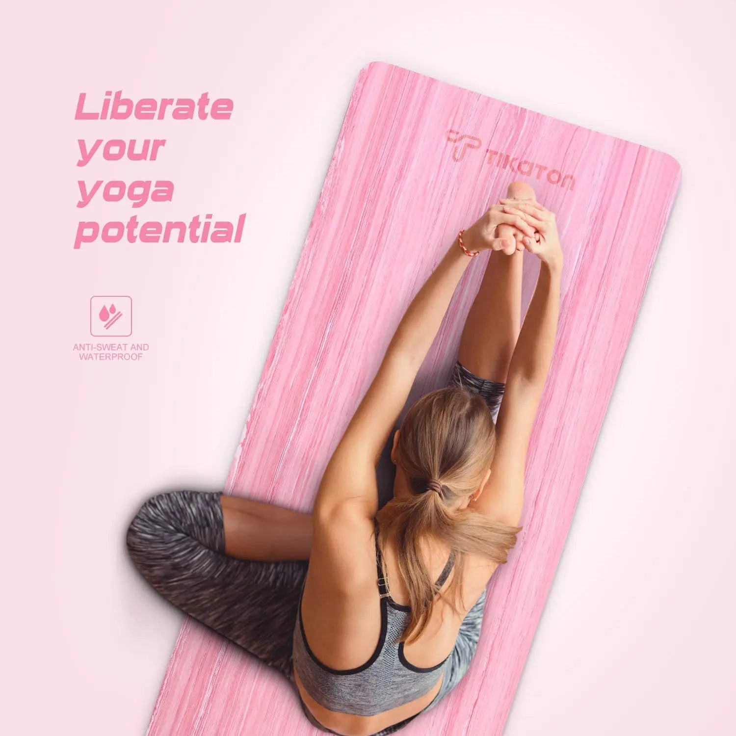 Tikaton 【Hot Yoga Mat Eco Friendly】High Density, Lasting Rebound POE Yoga Mat Exercise & Fitness Mat with Carrying Strap, 1/4 Inch, 72"L X 24"W Yoga