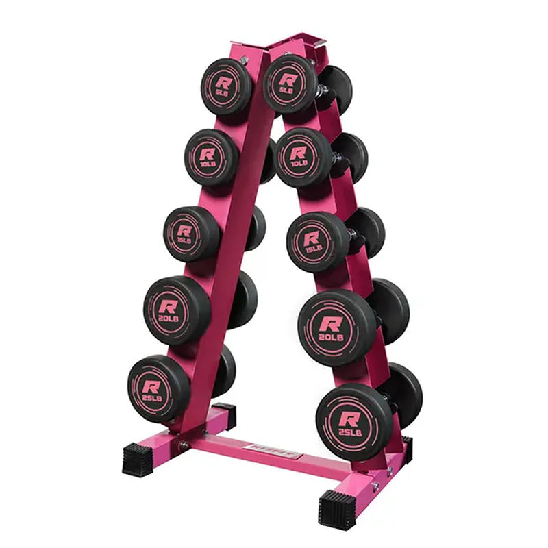 RITFIT Pvc-Coated round Head Dumbbells Set with A-Frame Rack, Home Fitness Equipment for Home Gym Weight Training