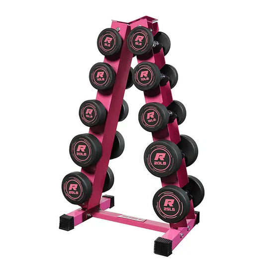 RITFIT Pvc-Coated round Head Dumbbells Set with A-Frame Rack, Home Fitness Equipment for Home Gym Weight Training