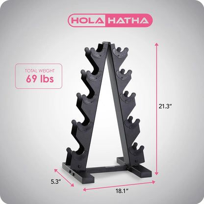 Holahatha Neoprene Dumbbell Free Hand Weight Set with Storage Rack, Multicolor Dumbbell Rack