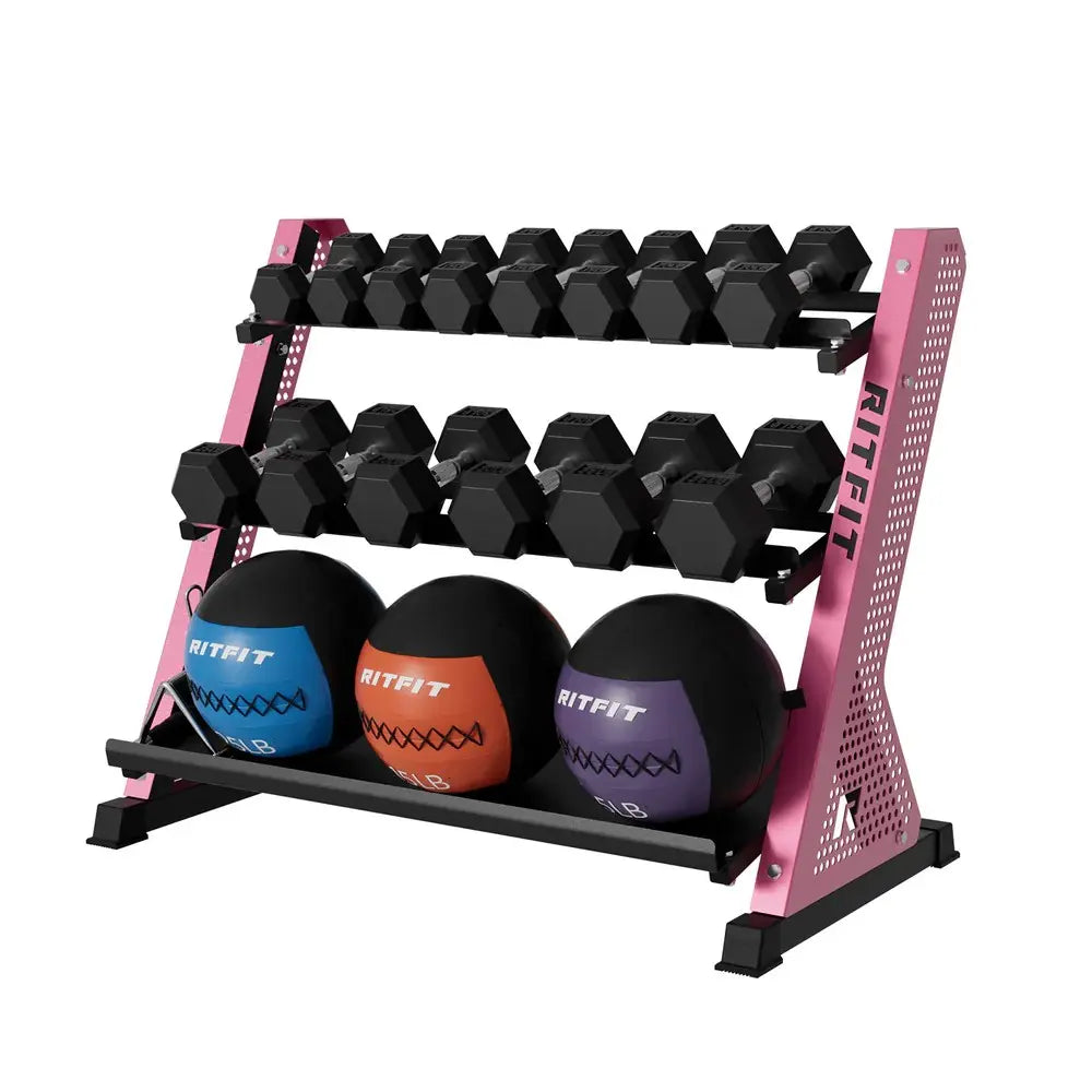 RITFIT PWR05 3-Tier Dumbbell Weight Rack, at Home Gym Equipment, Home Workout Gear, Workout Gear Equipment for Weight Training