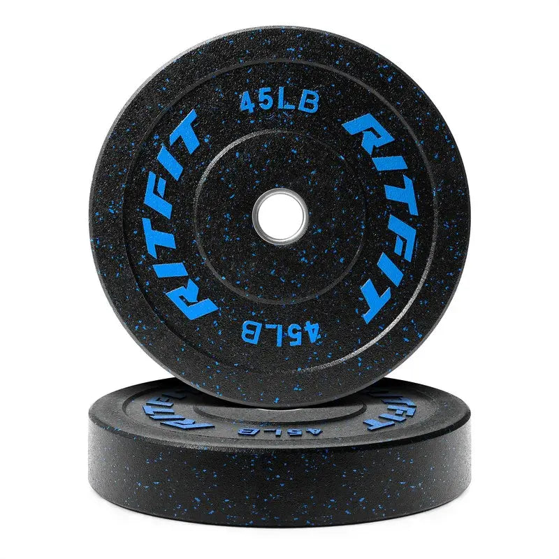 RITFIT Fleck Bumper Plates, 2-Inch Olympic Barbell Weights with Rubber Construction for Weight Training