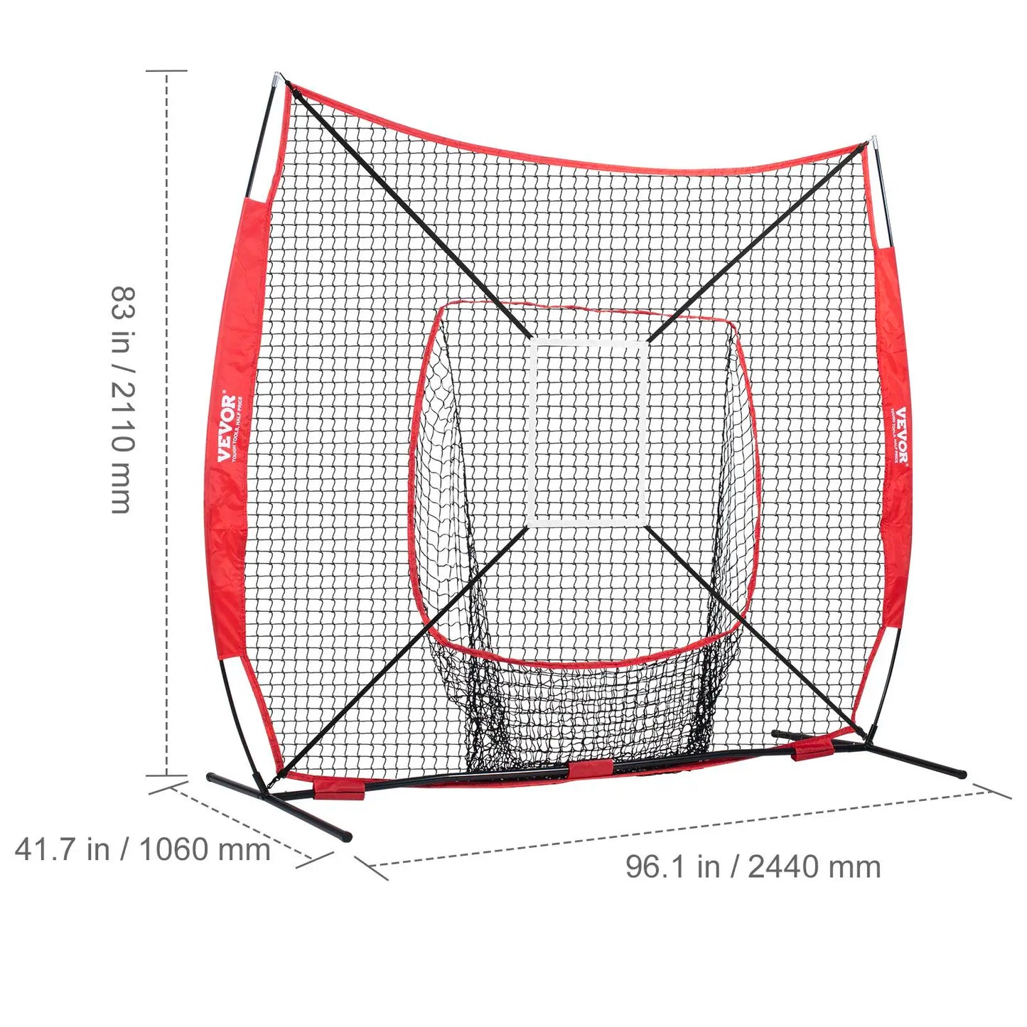 VEVOR Baseball Softball Practice Net, Summervibes, Various Specifications, Portable Baseball Training Net for Hitting Batting Catching Pitching, Backstop Baseball Equipment with Bow Frame, Carry Bag, Strike Zone, Ball, Batting Tee