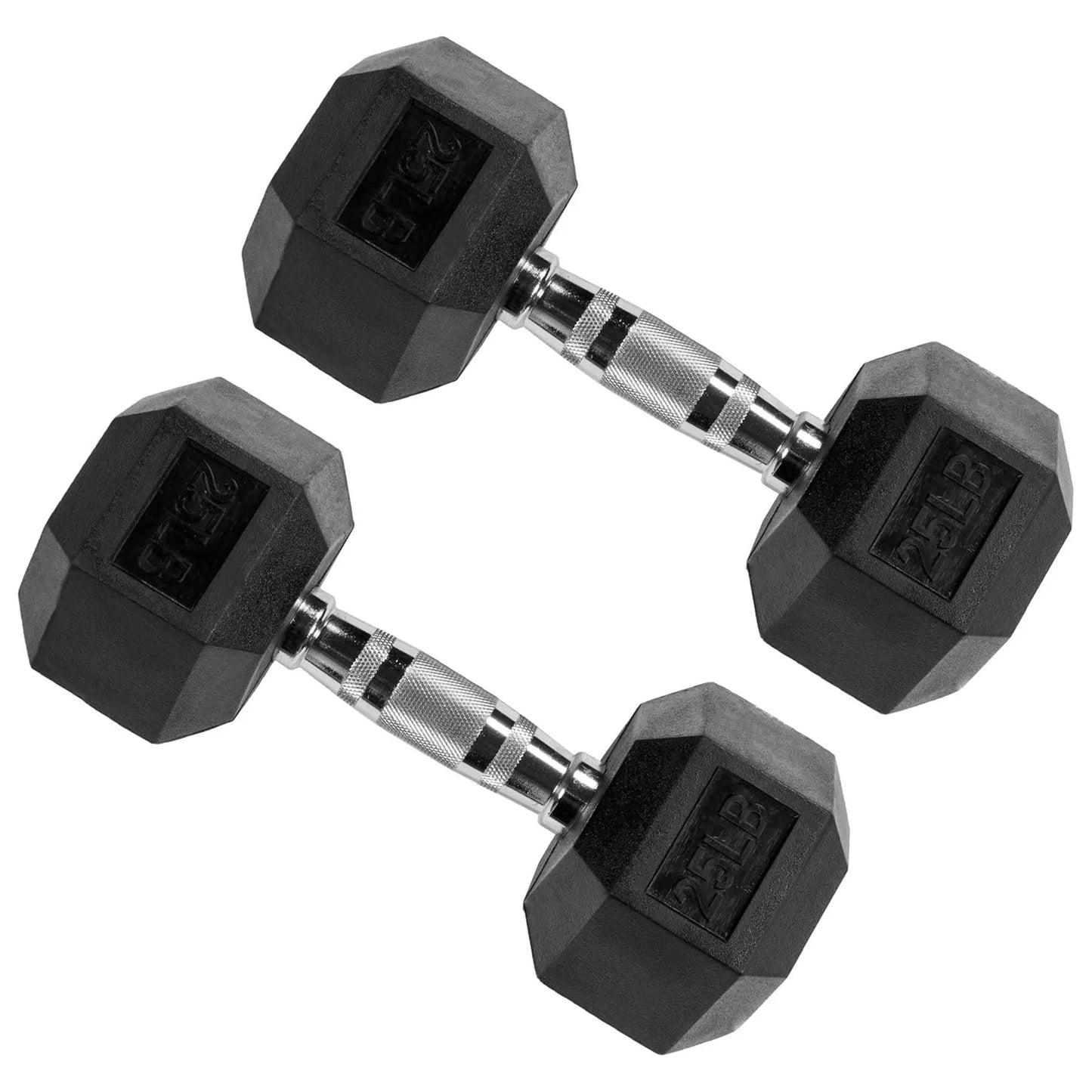 Signature Fitness Hex Dumbbells Strength Training Workout Equipment Set, 25 Lbs