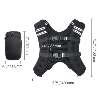 【Summervibes】Vevor Weighted Vest, 12 Lbs Weight Vest with Reflective Stripe, Adjustable Buckle Body Weight Vest for Men Women, Workout Equipment for Strength Training, Running, Jogging, Fitness, and Weight Loss