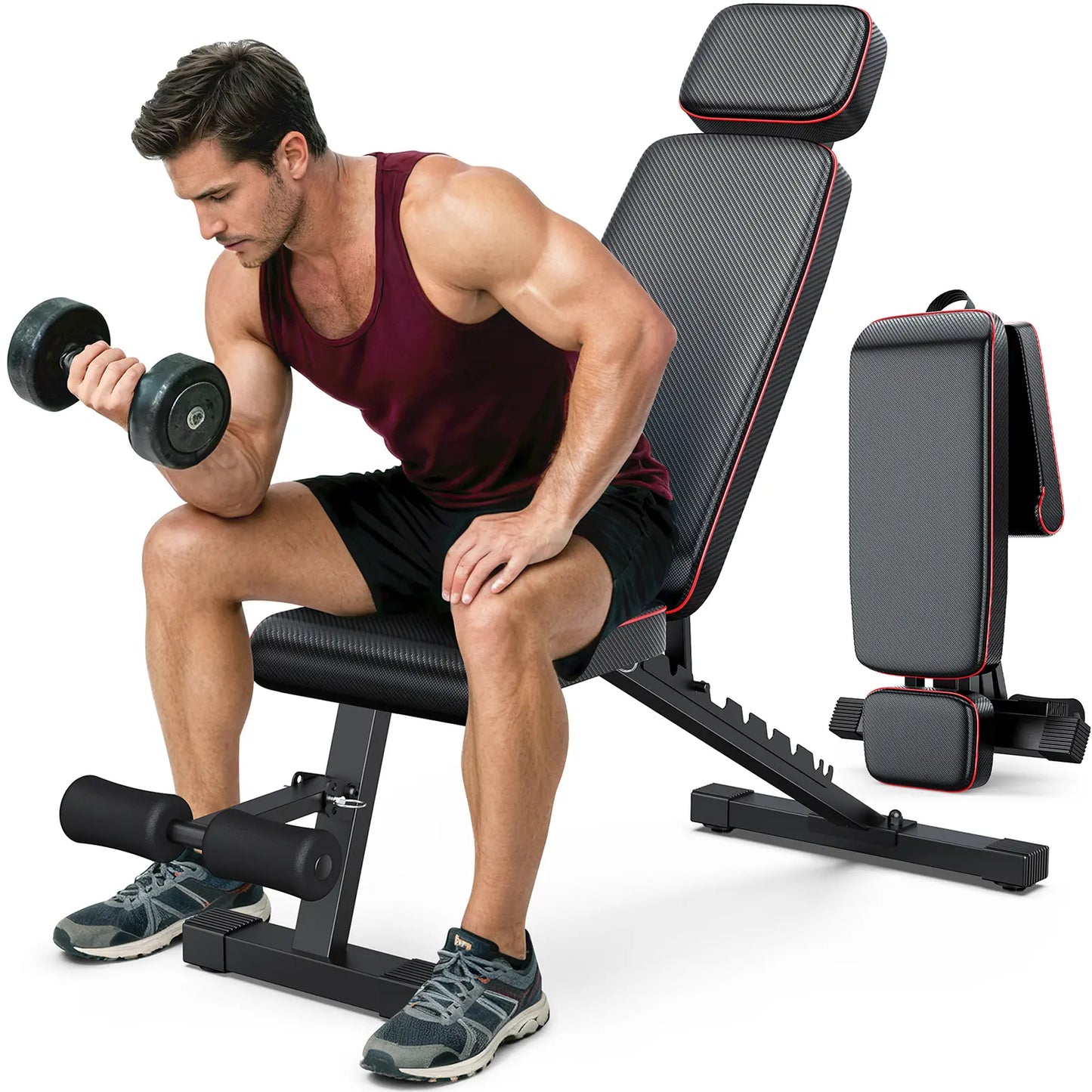 Adjustable Weight Bench,Workout Bench Press for Home Gym, Foldable Incline Decline Sit up Exercise Bench for Full Body Strength Training