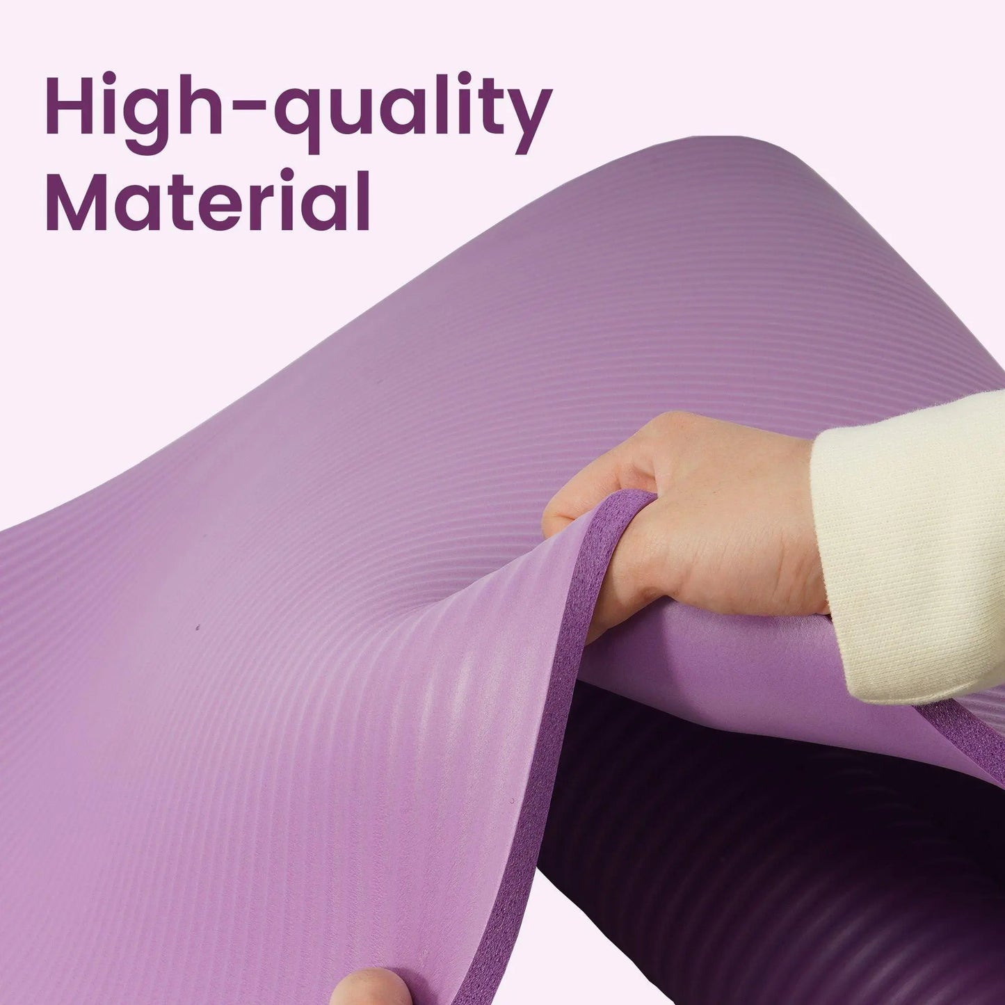 Fitvids 1/2" Thick High Density Exercise Yoga Mat, Carrying Strap, Taro Purple