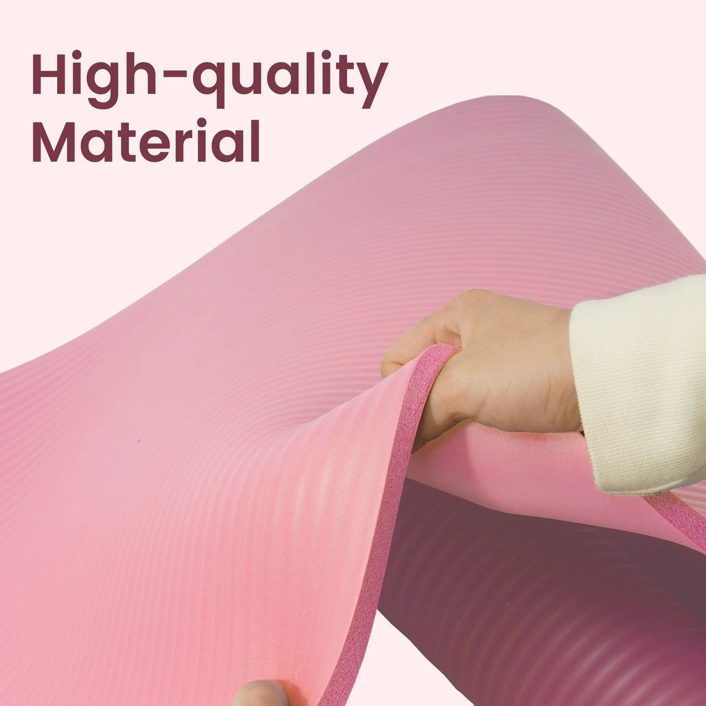 Fitvids 1/2" Thick High Density Exercise Yoga Mat, Carrying Strap, Pale Pink