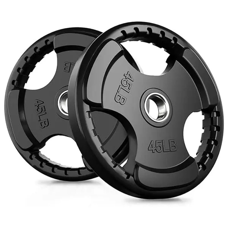 RITFIT Olympic Rubber Grip Barbell Weights - 2-Inch Weight Plates for Weightlifting, Strength Training - Home Exercise Equipment for Home, Gym Use (Single, Pair, Sets: 2.5/5/10/25/35/45 LB)