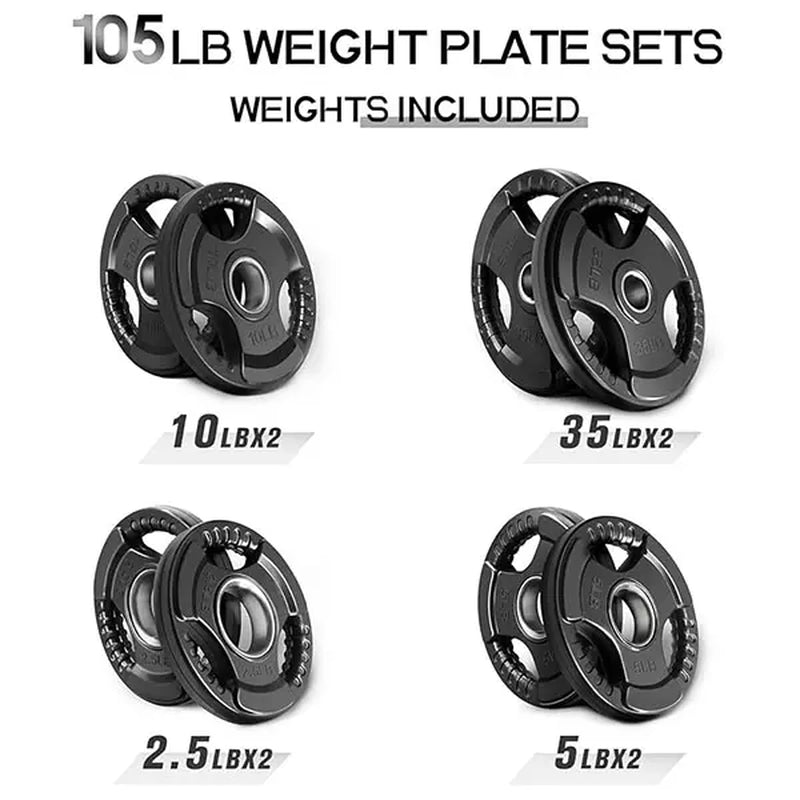 RITFIT Olympic Rubber Grip Barbell Weights - 2-Inch Weight Plates for Weightlifting, Strength Training - Home Exercise Equipment for Home, Gym Use (Single, Pair, Sets: 2.5/5/10/25/35/45 LB)