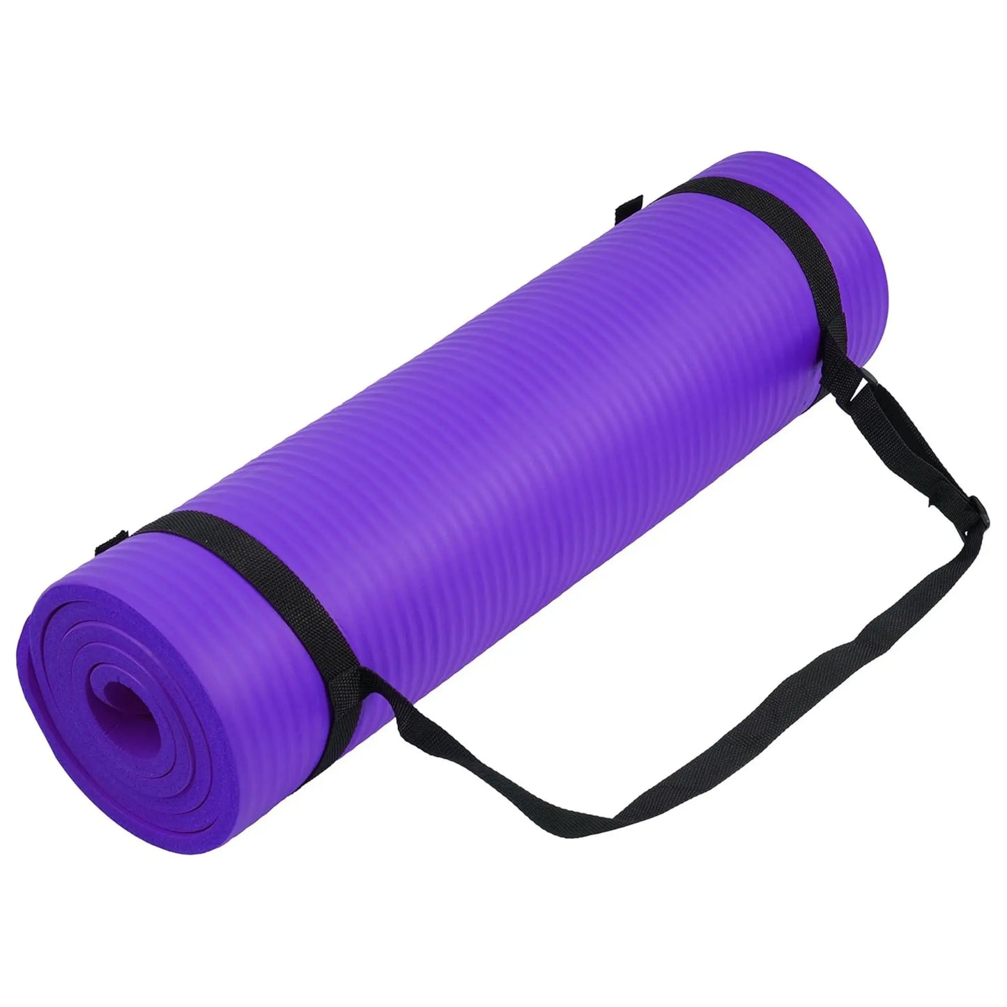 Fitvids 1/2-Inch Thick High Density Exercise Yoga Mat, Carrying Strap, Black