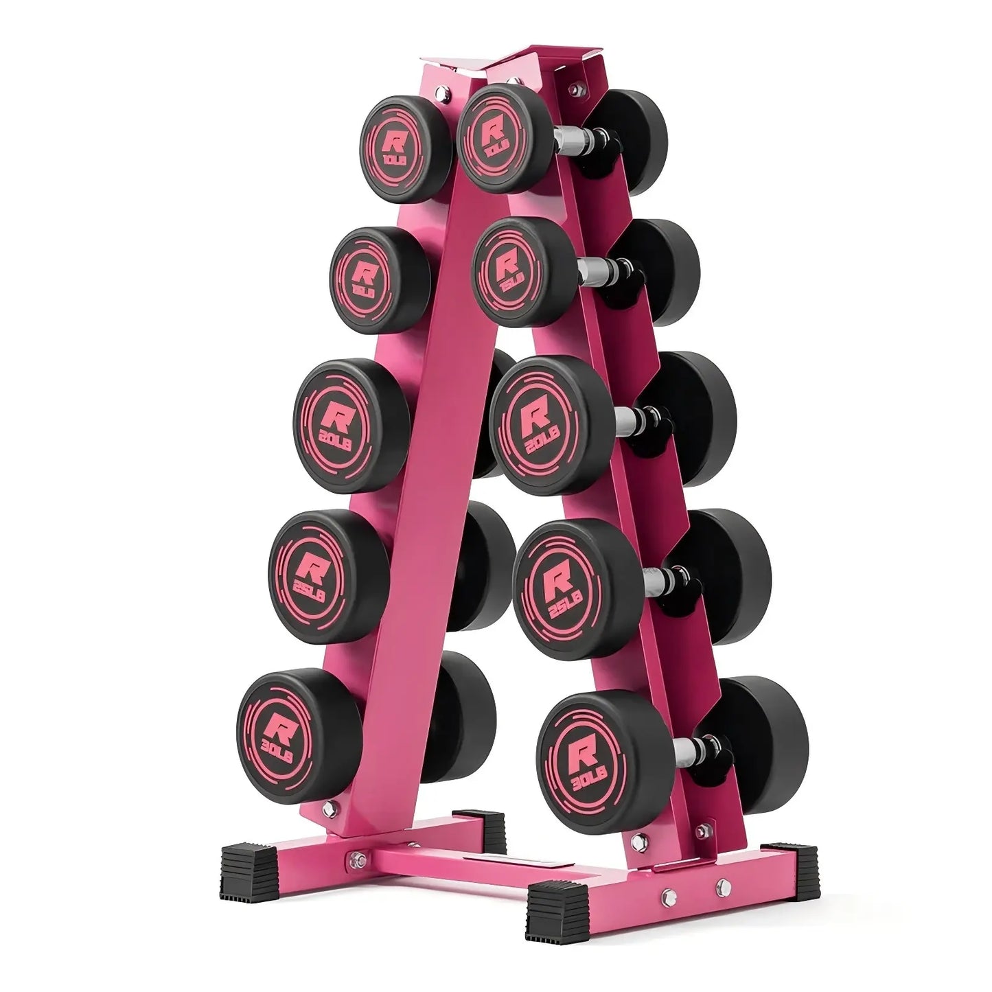 RITFIT Pvc-Coated round Head Dumbbells Set with A-Frame Rack, Home Fitness Equipment for Home Gym Weight Training