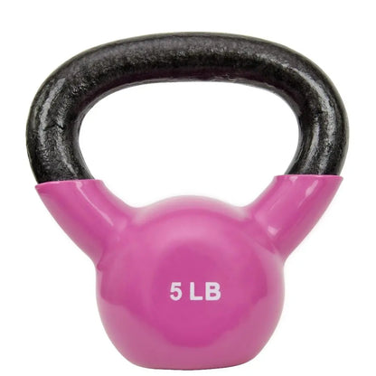 SUNNY Vinyl Coated Cast Iron Kettlebell 5 Lbs to 25 Lbs Smooth Wide Handle Flat Bottom Non Slip Grip Home Gym Fitness Workout Strength Training Weightlifting Full Body Exercise for Swings Squats Deadlifts Presses Lunges Core Training Conditioning