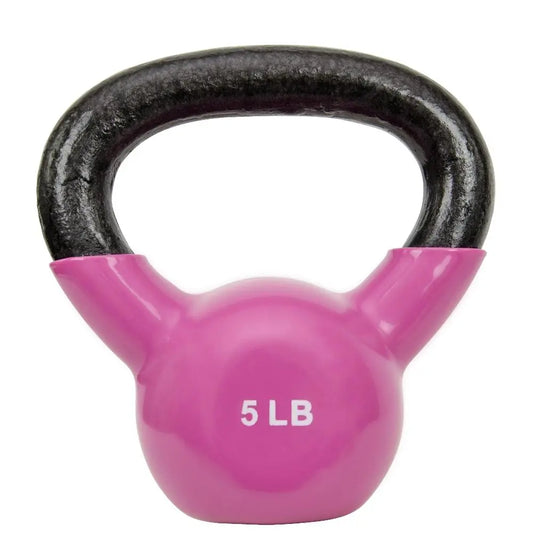 SUNNY Vinyl Coated Cast Iron Kettlebell 5 Lbs to 25 Lbs Smooth Wide Handle Flat Bottom Non Slip Grip Home Gym Fitness Workout Strength Training Weightlifting Full Body Exercise for Swings Squats Deadlifts Presses Lunges Core Training Conditioning