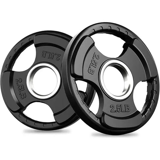 RITFIT Olympic Rubber Grip Barbell Weights - 2-Inch Weight Plates for Weightlifting, Strength Training - Home Exercise Equipment for Home, Gym Use (Single, Pair, Sets: 2.5/5/10/25/35/45 LB)