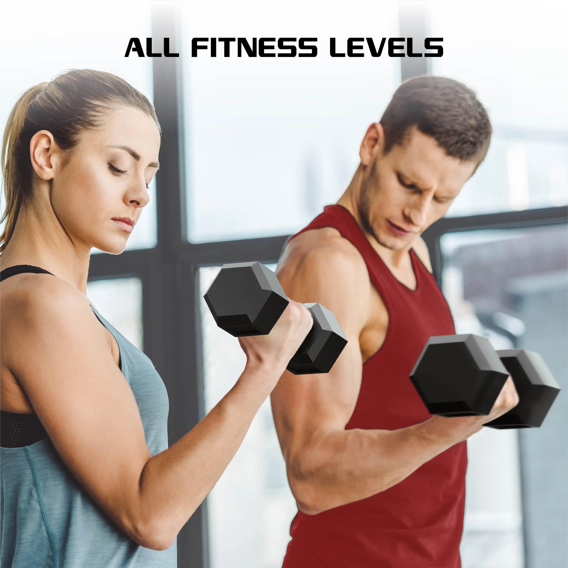 Fitrx 25Lbs Rubber Hex Dumbbell Set – Solid Steel Handles, Durable Rubber Coating, Anti-Roll Weights for Fitness, Pair