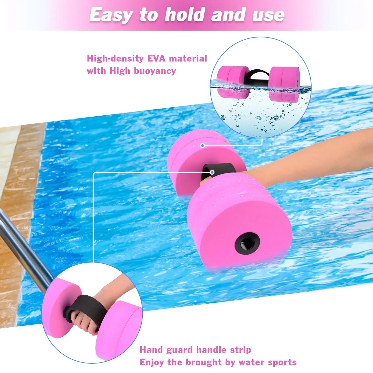 Aquatic Exercise Dumbbells Water Barbell Pool Resistance Aquatic Fitness Barbells with 4 High-Density EVA Foam Pool Weights Dumbbells