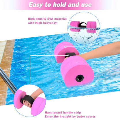 Aquatic Exercise Dumbbells Water Barbell Pool Resistance Aquatic Fitness Barbells with 4 High-Density EVA Foam Pool Weights Dumbbells