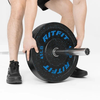 RITFIT Fleck Bumper Plates, 2-Inch Olympic Barbell Weights with Rubber Construction for Weight Training