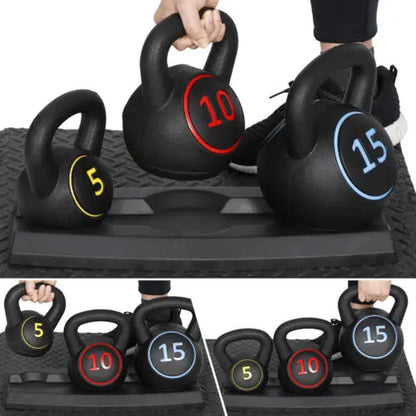 Answer E 3-Piece Kettlebell Set Fitness Strength Training Exercise with Base Home Gym, Home Gym Use, Strength Training Equipment,Summervibes