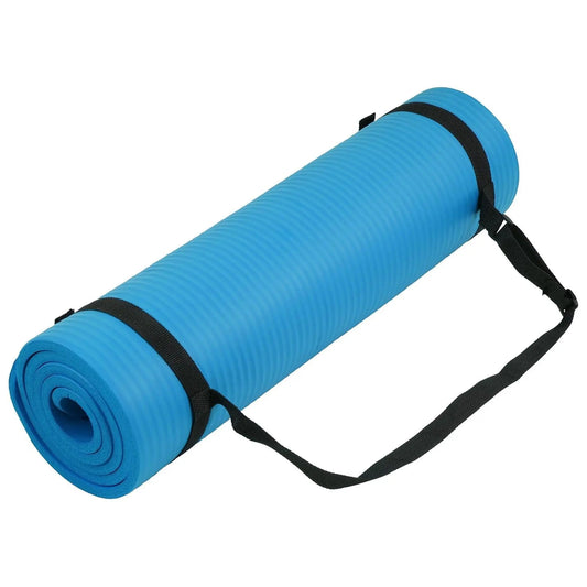 Fitvids High Density 1/2-In Exercise Yoga Mat with Carrying Strap, Blue