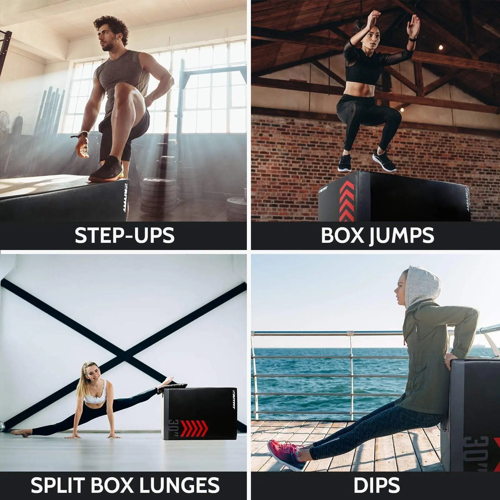 RITFIT 3-In-1 High-Density Heavy Foam Plyometric Jumping Box with Soft Padding, Multi-Size Gym Accessory for Box Jumps, Home Gym Equipment & Home Workout Gear