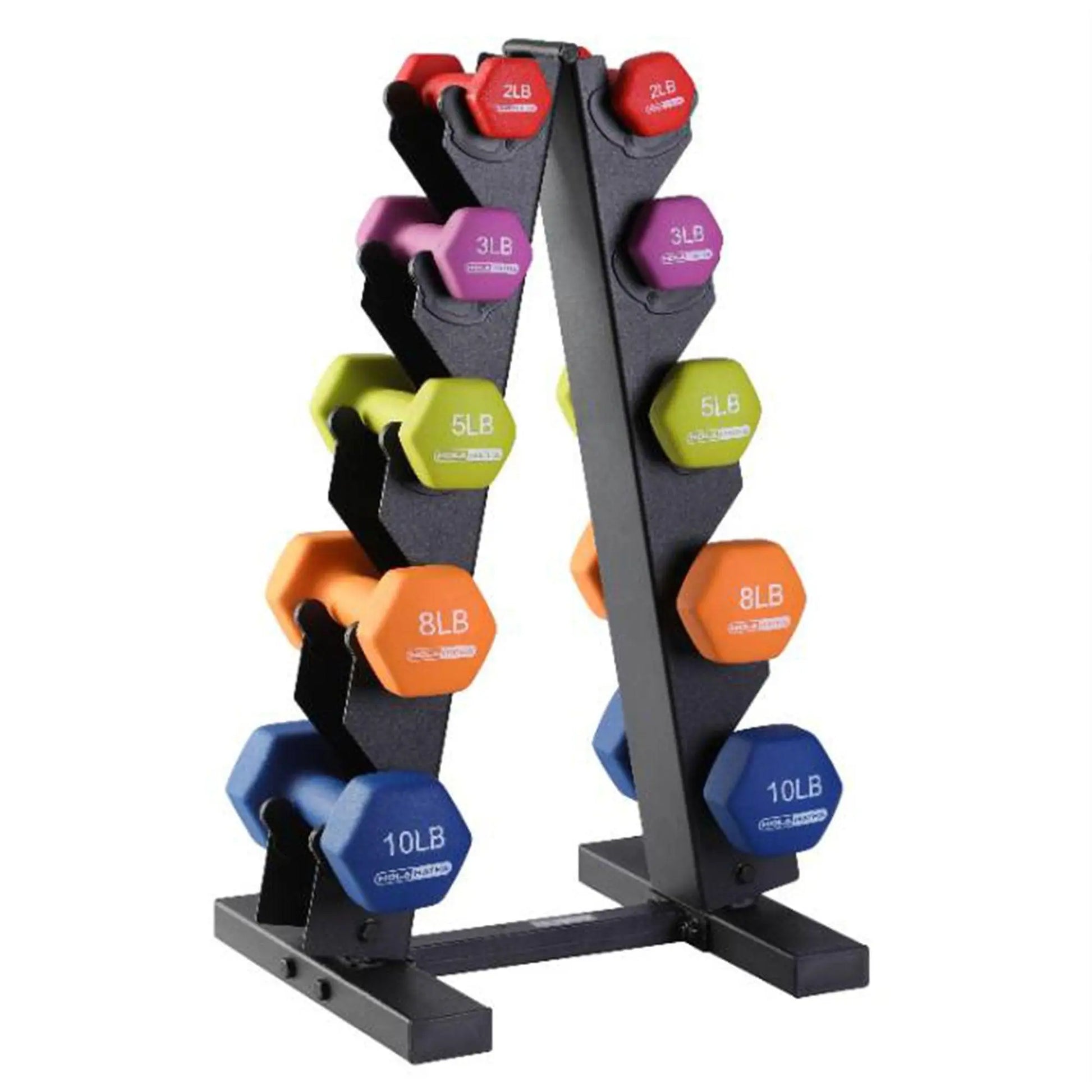 Holahatha Neoprene Dumbbell Free Hand Weight Set with Storage Rack, Multicolor Dumbbell Rack
