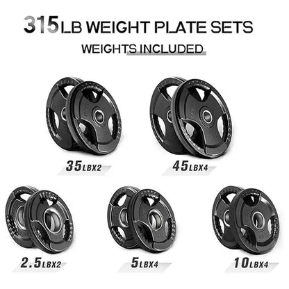 RITFIT Olympic Rubber Grip Barbell Weights - 2-Inch Weight Plates for Weightlifting, Strength Training - Home Exercise Equipment for Home, Gym Use (Single, Pair, Sets: 2.5/5/10/25/35/45 LB)