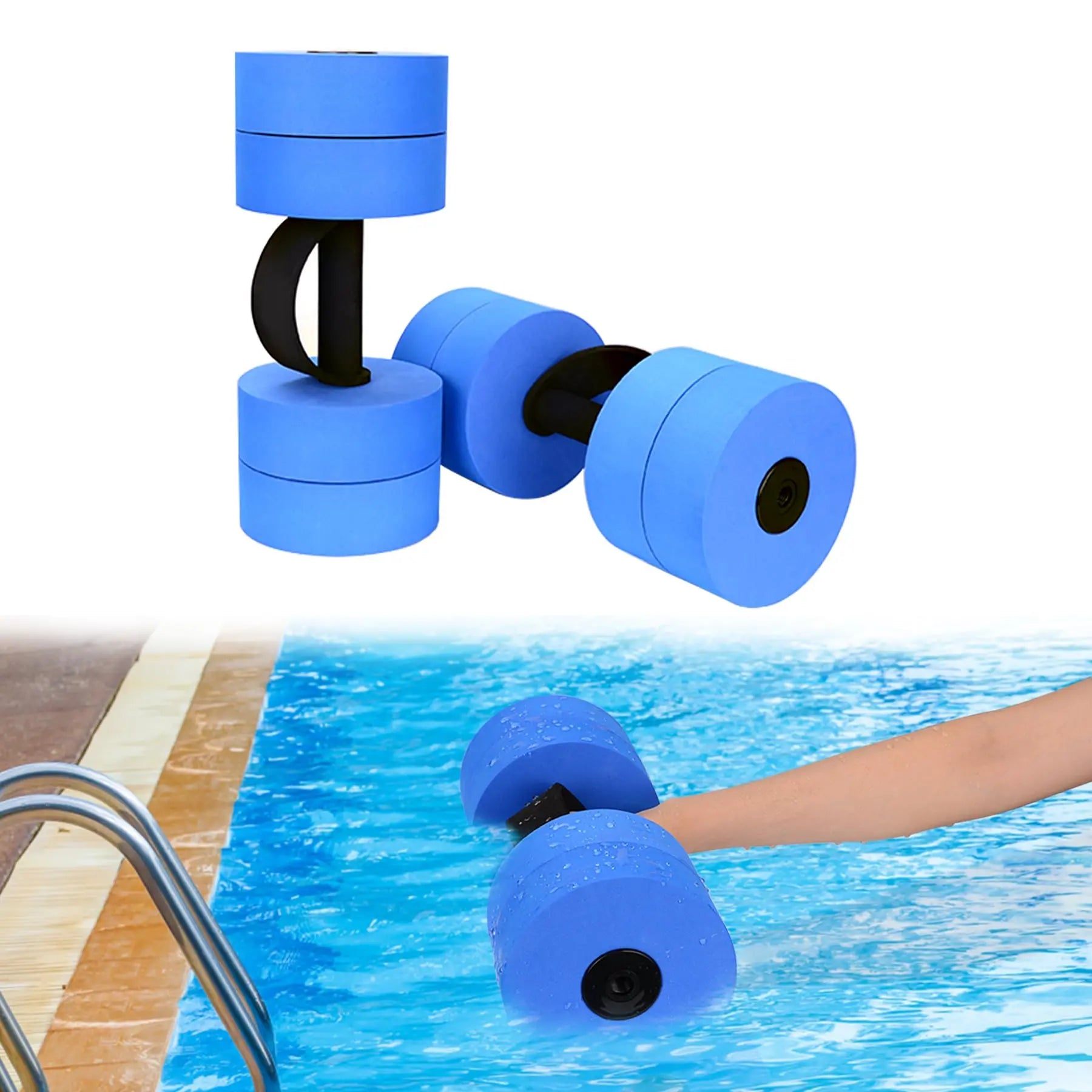 Aquatic Exercise Dumbbells Water Barbell Pool Resistance Aquatic Fitness Barbells with 4 High-Density EVA Foam Pool Weights Dumbbells