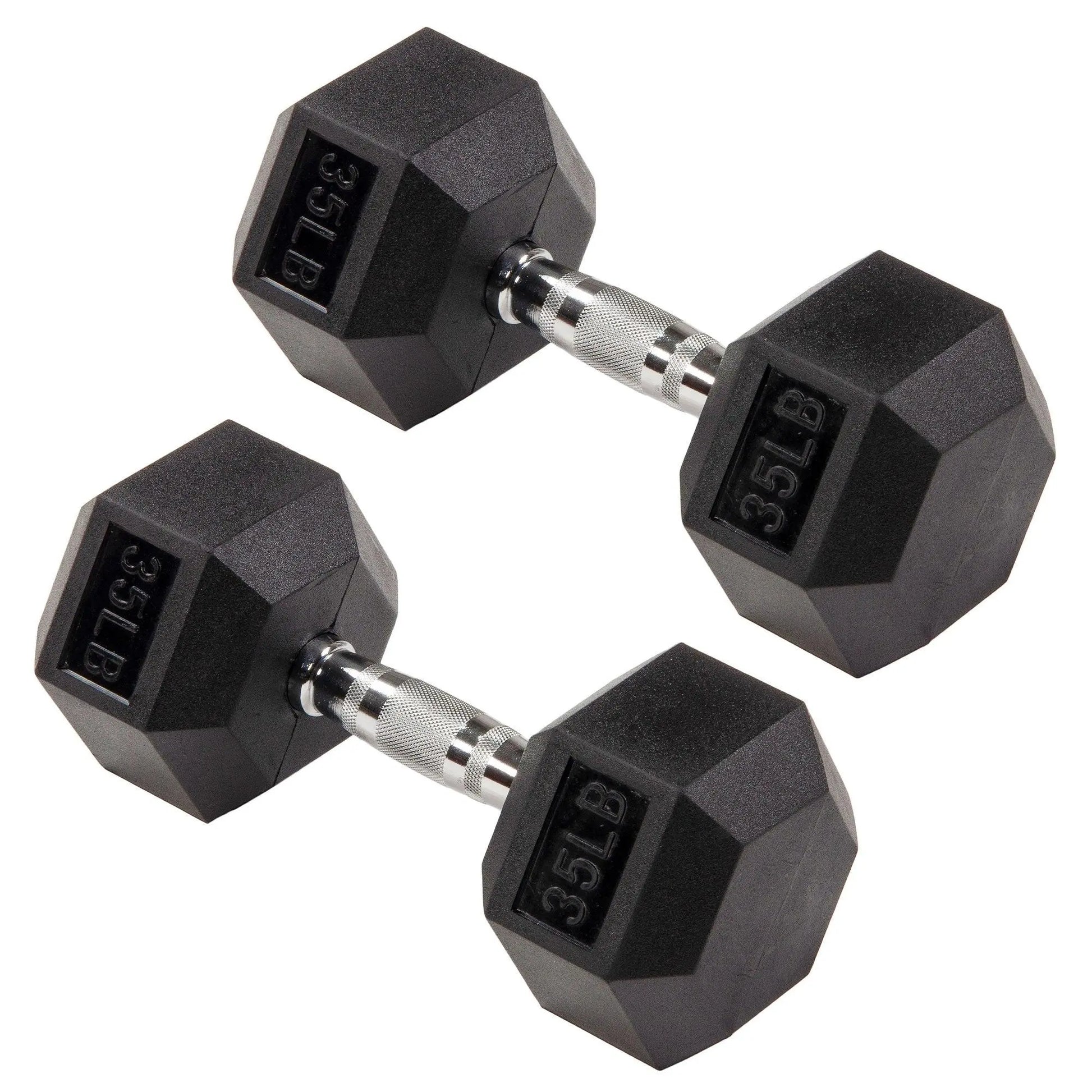 Signature Fitness Hex Dumbbells Strength Training Workout Equipment Set, 35 Lbs