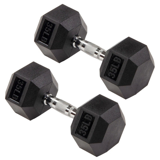 Signature Fitness Hex Dumbbells Strength Training Workout Equipment Set, 35 Lbs