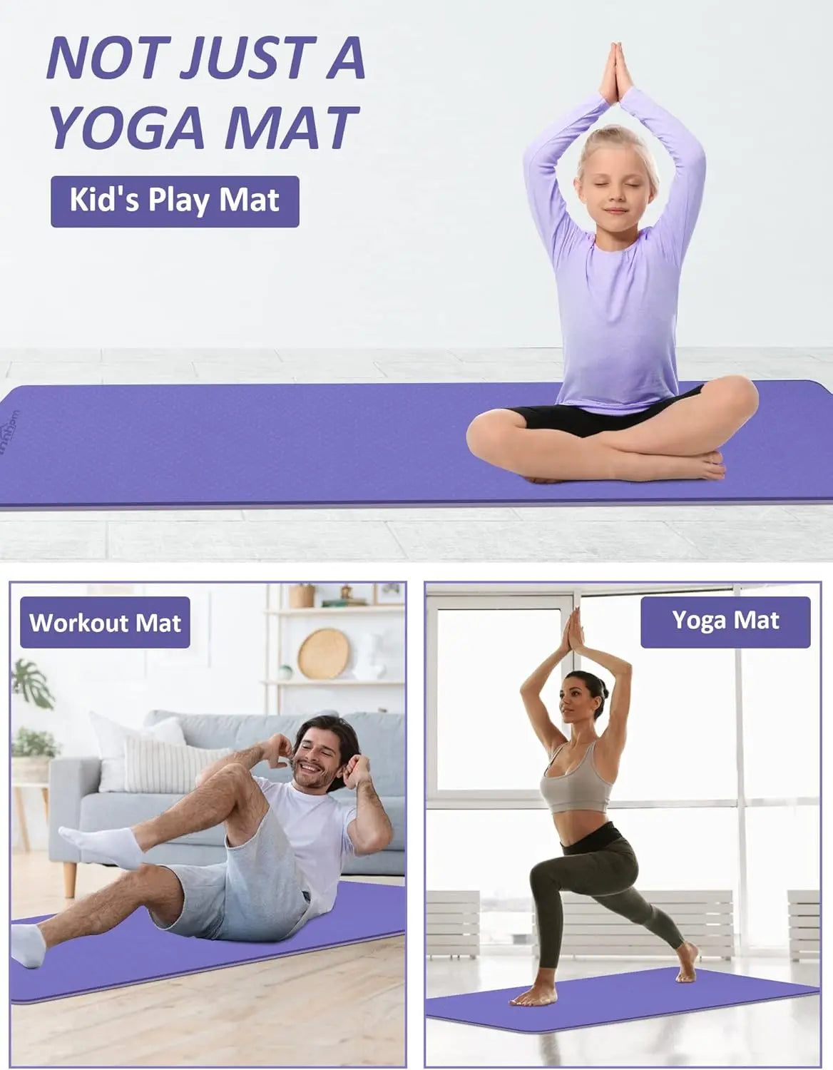 Yoga Mat Non-Slip for Women and Men,Exercise for Pilates, and Home Gym Workouts, Non-Toxic TPE Material Mat Yoga Non-Slip Fit Folding Exercise Gym Mat