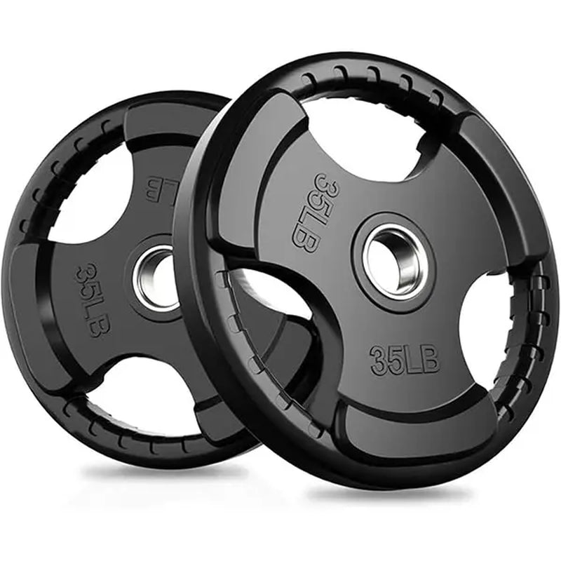 RITFIT Olympic Rubber Grip Barbell Weights - 2-Inch Weight Plates for Weightlifting, Strength Training - Home Exercise Equipment for Home, Gym Use (Single, Pair, Sets: 2.5/5/10/25/35/45 LB)